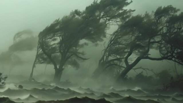 Storms that come from hurricanes and typhoons which attacks trees twisted branches