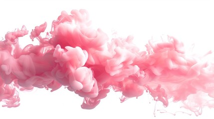 Pink smoke cloud isolated on white background, png. pink ink in water concept art.