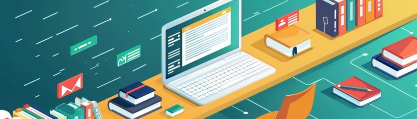 A detailed illustration of an interactive online course platform interface