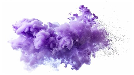 Fototapeta premium purple smoke cloud, purple color ink splash in water isolated on white background with clipping path and shadow.