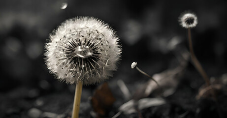 dandelion on black