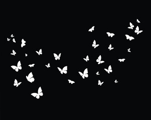 butterflies silhouettes set black vector	