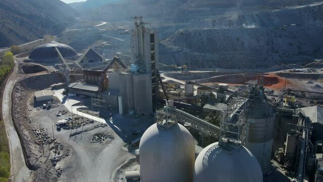 Industrial Site Of Mitsubishi Cement Corporation In Cushenbury Canyon At Lucerne Valley, California, USA. - aerial shot