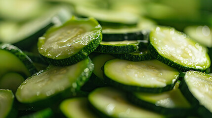 Fresh sliced zucchinis closeup