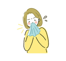 花粉症に悩む人 アレルギーがつらい女性 体調不良のイラスト素材