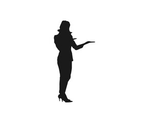 Business Women silhouette. business woman silhouette vector illustration isolated. vector business woman black silhouette walk step forward full length. black color isolated on white background.