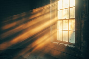 AI generated illustration of golden sunlight streaming through a window