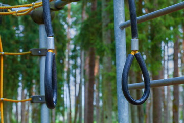 Close-up of climbing equipment in a park