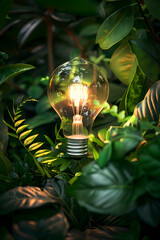 Light bulb between plants
