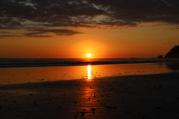 Sunset in San Josecito beach in Corcovado National Park in Costa Rica