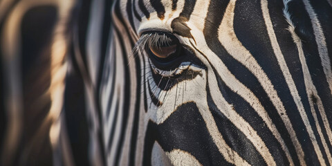 Obraz premium Closeup of zebra eye with part of its head.