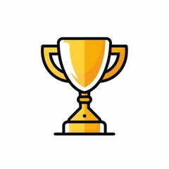  Flat Style Championship Golden Trophy Cup Icon or Symbol.