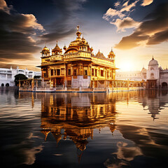 the temple of the sacred lake in the morning