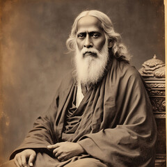 Fototapeta premium the indian man with a portrait on the background of white wall