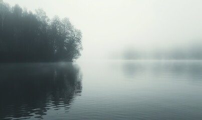 Fog by the lake