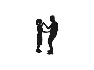 Happy young couple holding hands running silhouette. Couple walking holding hands silhouette. happy couple silhouettes, vector collection. Boys and girls. black color isolated on white background.