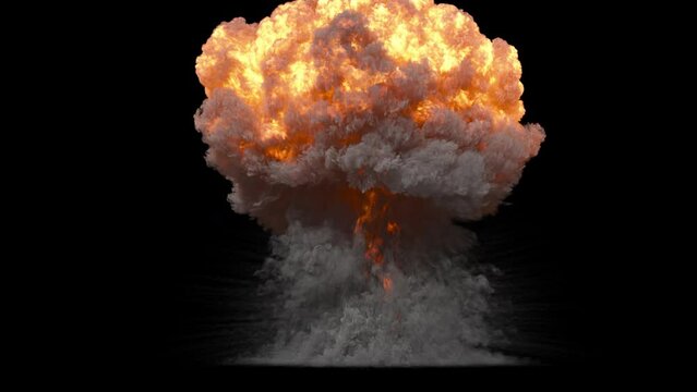 An atomic explosion on a black background, an imitation of a mushroom explosion with a large release of energy