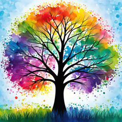 vector tree with colorful leaves