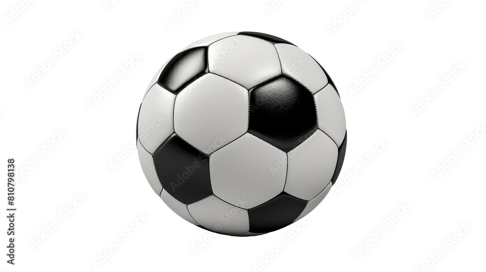 Wall mural black and white soccer ball on the transparent background. 3d render.