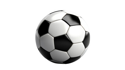 Fototapeta premium Black and white soccer ball on a transparent background. 3D ing.