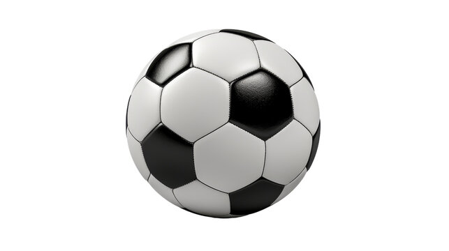 Black and white soccer ball on the transparent background. 3D .