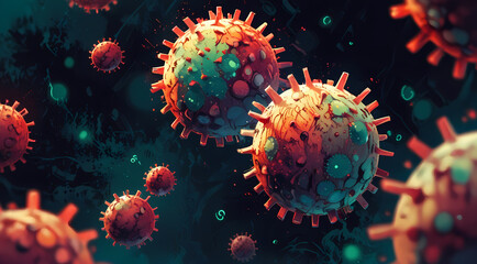 Striking Artistic Poster of Coronavirus: A Vivid Illustration Capturing the Essence of the Viral Outbreak