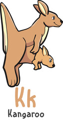 Alphabet shaped kangaroo animals cartoon vector