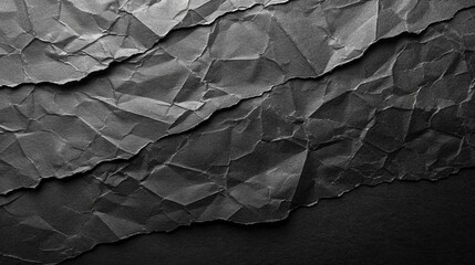Flat lay, black sheet of paper. Start something from light scratch. Space for new creative ideas. Texture Of Crumpled black or grey Paper. Paper Texture Background.