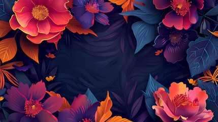 Asian American and Pacific Islander Heritage Month banner template with empty copy space for text. AAPI background with traditional flowers