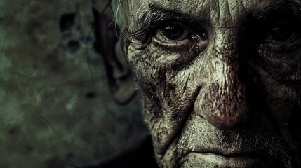 Psychological Impact: Illustrate the emotional toll of war on individuals, with haunted expressions and weary faces reflecting the trauma and grief experienced by survivors.