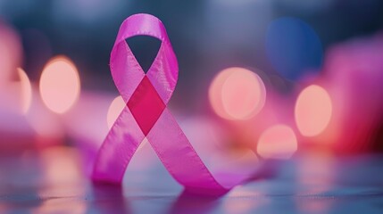 The pink ribbon symbolizes breast cancer awareness serving as a meaningful reminder of the importance of supporting individuals affected by this disease