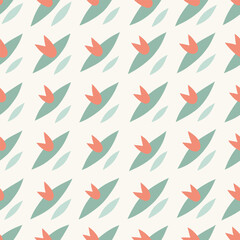 Fototapeta premium Botanical seamless hand drawn pattern. Abstract background with hand drawn doodle shapes.
