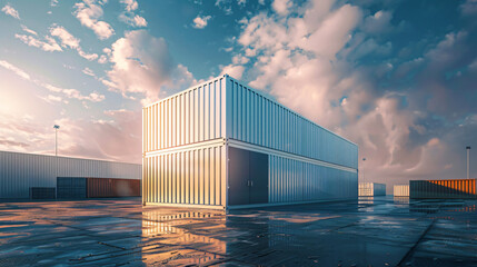 3d Container and storehouse for business Logistics and