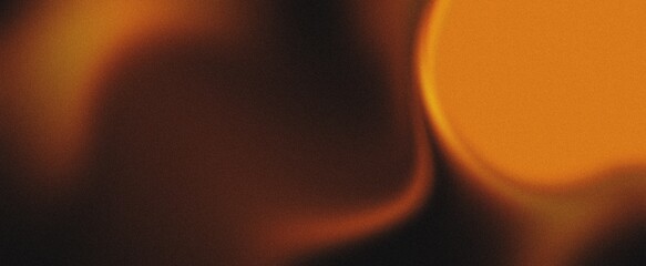 Orange glowing color gradient on black grainy background, noise texture effect, large banner copy space,Orange black colors gradient background, grainy texture effect, web banner design.