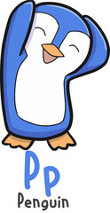 Alphabet shaped penguin animals cartoon vector