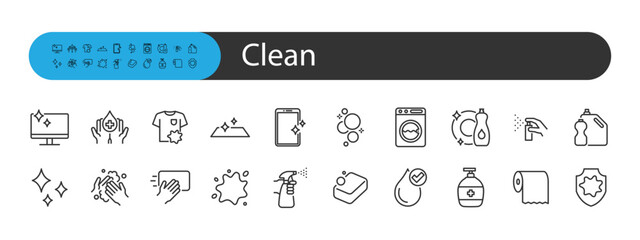 set of clean icons, hygiene, cleaning, housework