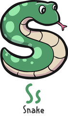 Alphabet shaped snake animals cartoon vector