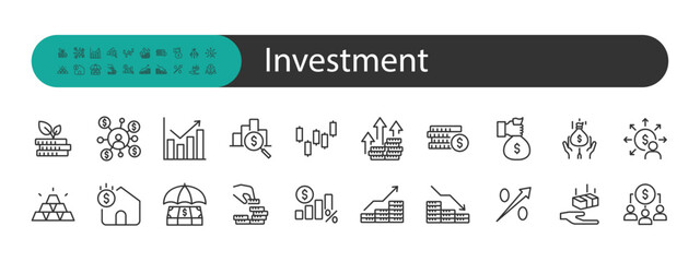 set of investment icons, budget, money management,