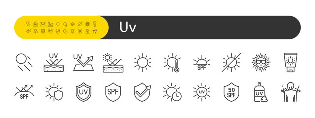 set of uv icons, sun protection, sun light © kornkun