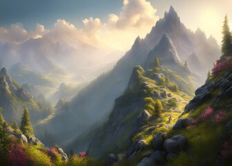 sunrise in the mountains