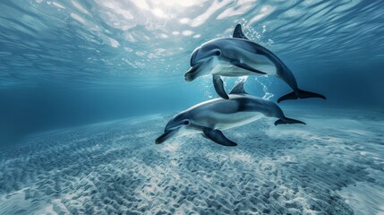 Graceful Dolphin Duo Leaping Playfully in the Sea