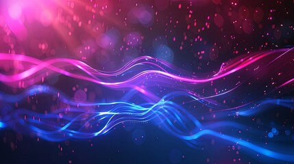 Obraz premium Abstract futuristic background with pink blue glowing neon moving high speed wave lines 