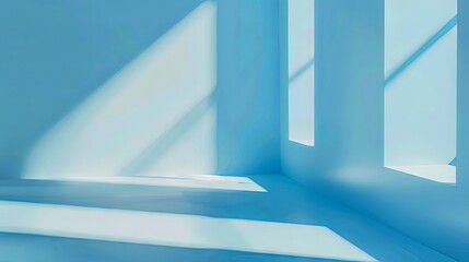 Fototapeta premium Abstract light blue background with window shadows for product display