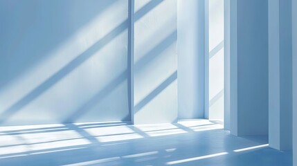 Obraz premium Abstract light blue background with window shadows for product display