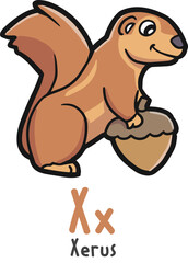 Alphabet shaped xerus animals cartoon vector