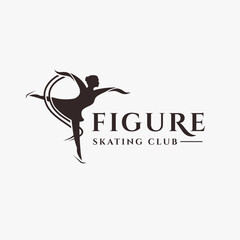 Abstract Women Figure Skating logo vector on white background