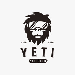 Yeti ski logo vector icon on white background, yeti snowboarding logo