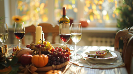 Festive served table and beautiful autumn decor 
