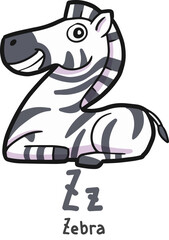Alphabet shaped zebra animals cartoon vector