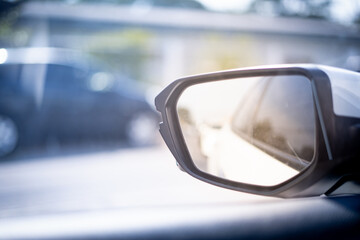 Light reflected on car mirrors